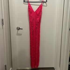 Pink Barbiecore Fringe Dress